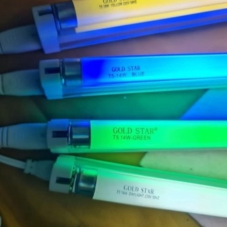 Kap T5 14w/18w 57cm + Lampu neon warna Gold Star , Refil Lampu neon Gold Star