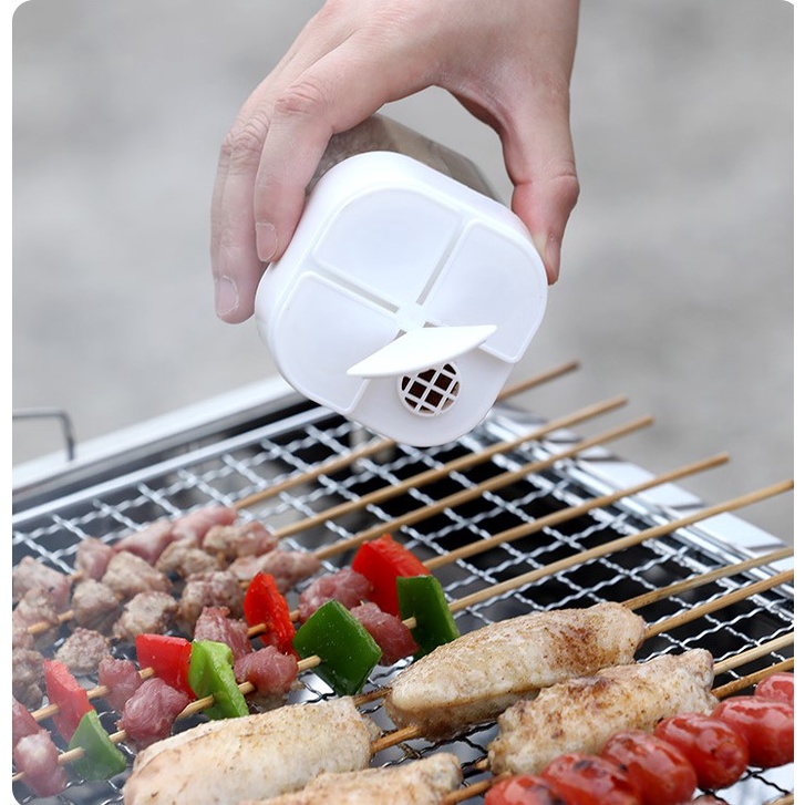 Tempat Bumbu Plastik Rumah Tangga 4in1 Clamshell Botol Bumbu Tahan Lembab Pengocok Garam Dan Lada Dispenser Bumbu Transparan Pengocok Garam Dengan Tutup Set Gadget Dapur Untuk H