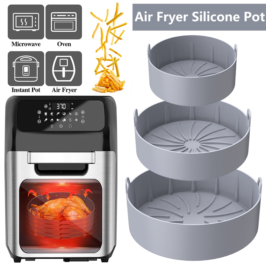 Panci Air Fryer Bahan Silikon Tahan Panas Dengan Gagang Dapat Digunakan Kembali