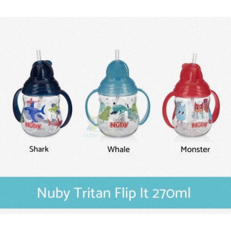 Nuby Tiritan Flip It Straw Cup 270 ml - Botol Minum Anak