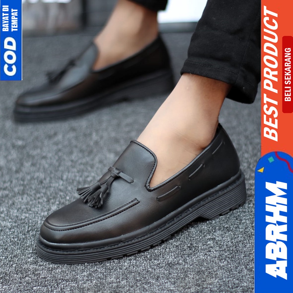 Sepatu Formal Docmart Pantofel Kerja Hitam Pria Abrhm Lulja