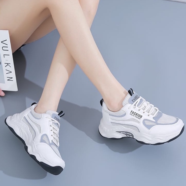 GROSIRTAS &quot;FREE BOX” LV0164 Sepatu Sneakers Wanita Import Motif MLYD Fashion Korean Style