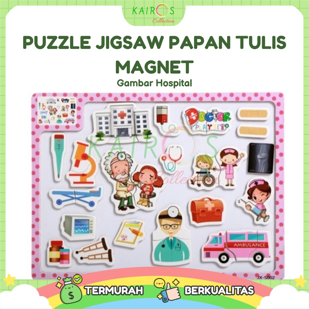 Puzzle Jigsaw Papan Tulis Magnet Gambar Kartun Anak