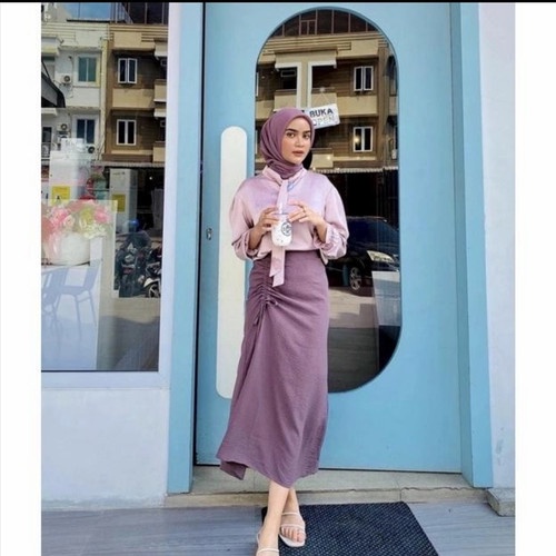 Rok Serut Crinklle AIR FLOW PREMIUM | Rok Serut Casual Flowy | Korean Skirt