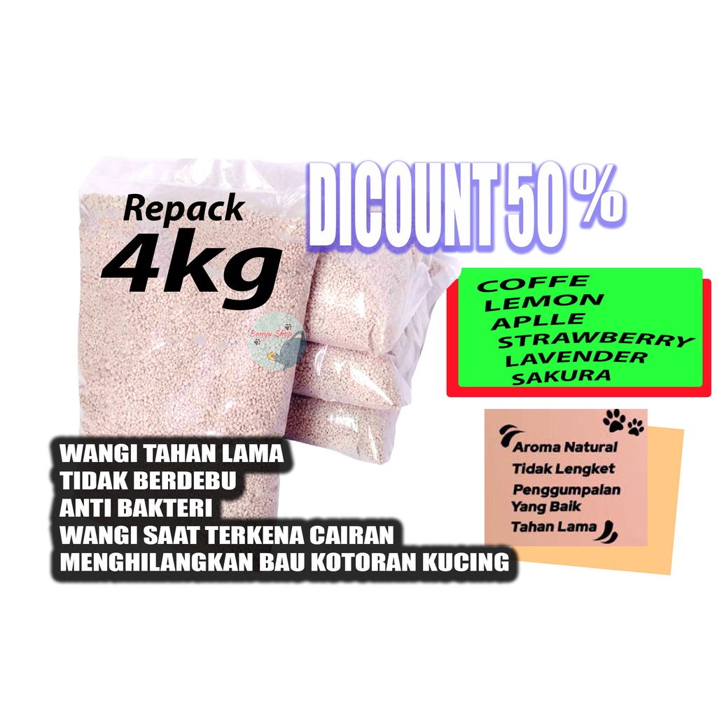 4 KG PASIR GUMPAL WANGI TOTO-3 VARIAN AROMA-IMPORT-(PASIR KUCING,GUMPAL,WANGI,AROMA,BUBBLE GUM,COFEE,VANILA)