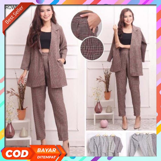 Promo Setelan Jas Wanita Pink/Blazer Stelan Cewek/Jas Kantor Satu Set  Fortuna Fashion One Set Blaz