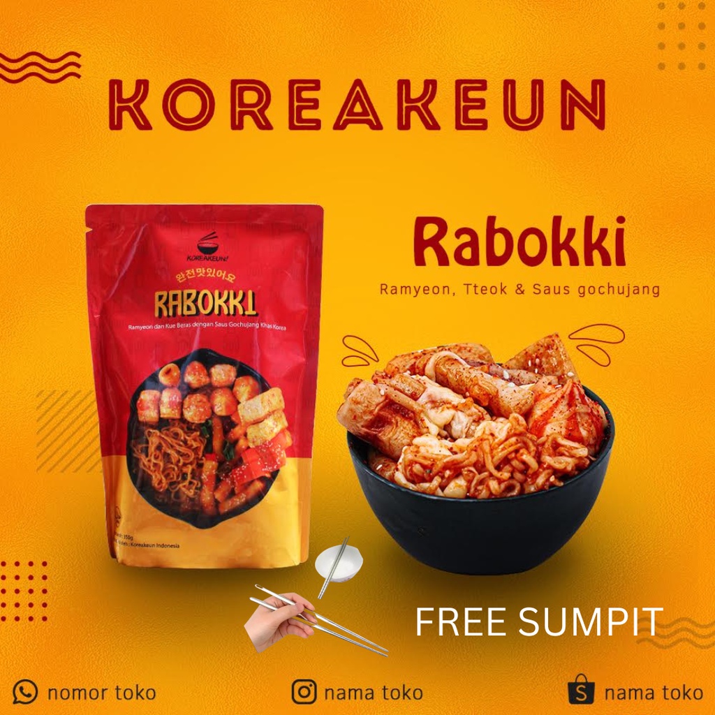 RABOKKI KOREAN HALAL FOOD RAMEN RAMYEON (RAMYUN + TOPOKI KOREAKEUN) TTEOKBOKI + MIE TOPOKKI INSTAN