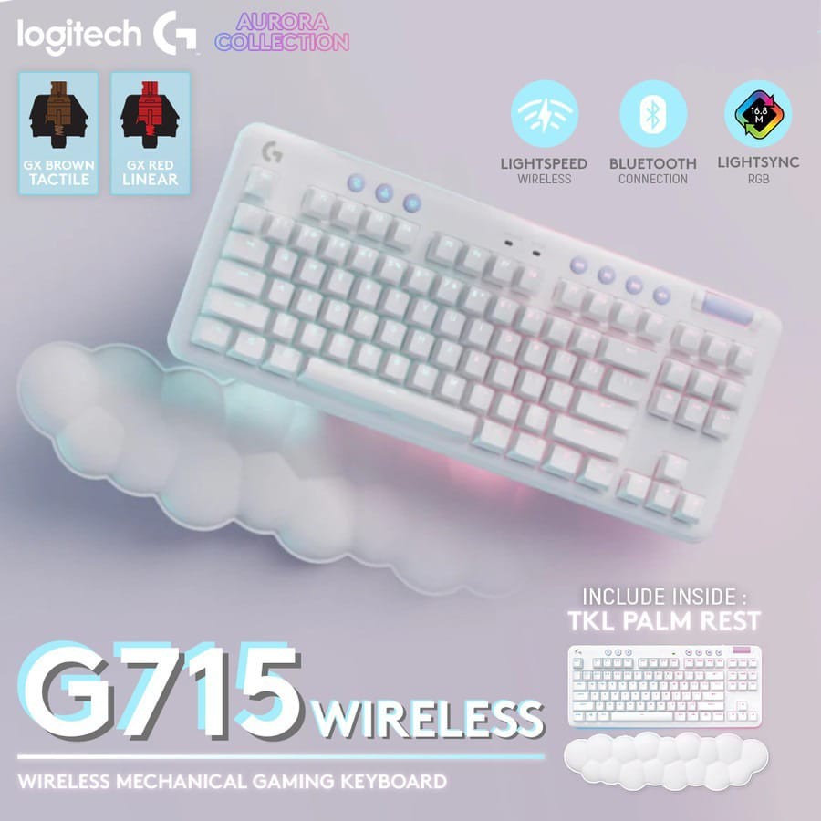 Logitech G715 TKL RGB Wireless Keyboard Gaming Mechanical Aurora Collection