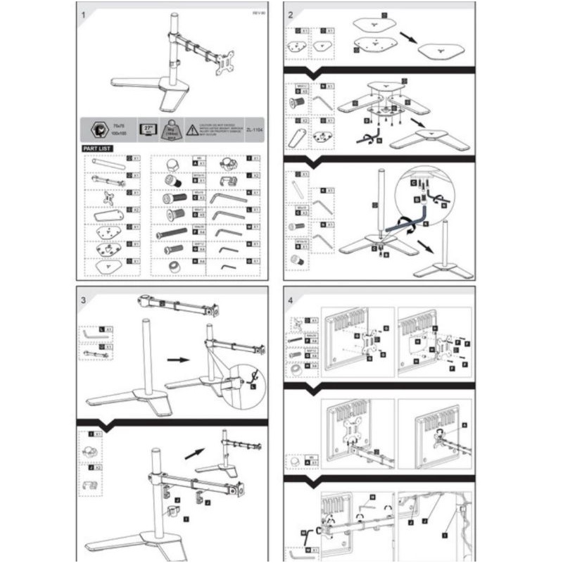Bracket Meja LCD LED TV 1 Monitor 13&quot;-27&quot; Oximus Hydra ZL1104