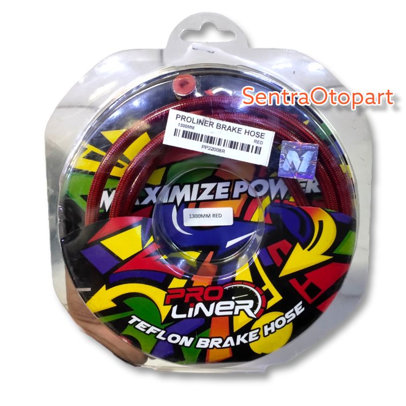 Selang kabel rem depan racing 130cm merah pro liner