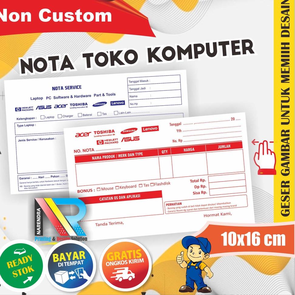 

BARANG TERUPDATE Nota Komputer untuk Servis Komputer dan Penjualan Grosir dan Eceran 2 ply Rangkap 2578 ホ