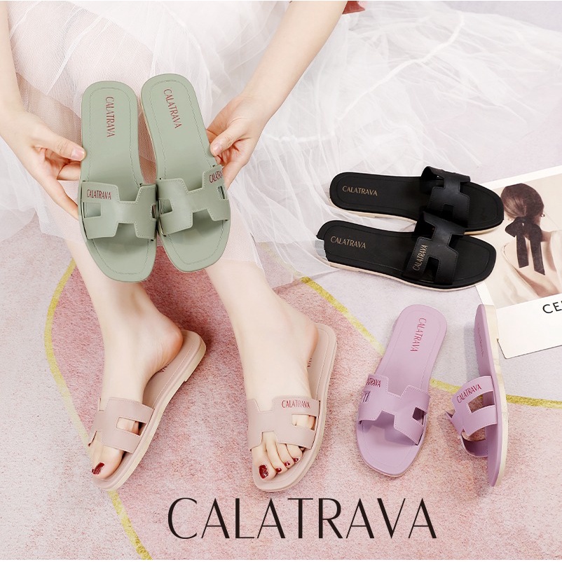 C2002-1 [CALATRAVA]Sandal Wanita Calatrava / Sendal Wanita Calatrava l Sendal Selop Wanita | Sandal Cantik | Sandal Flat Wanita