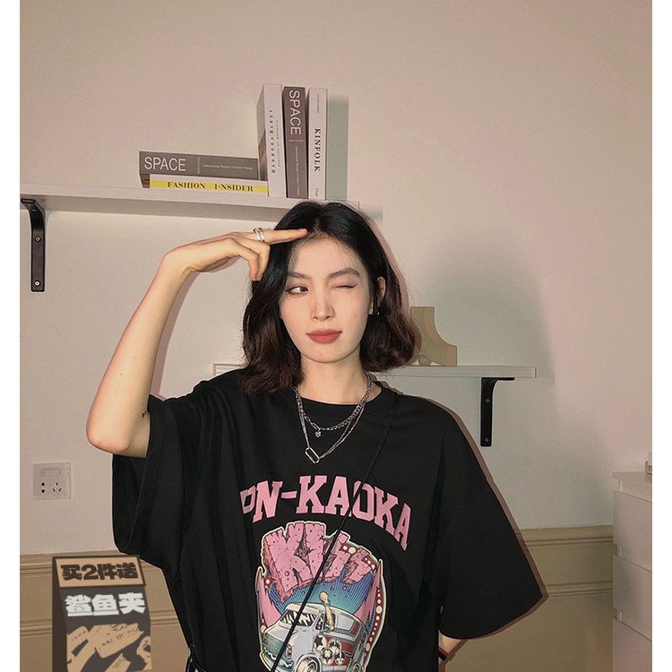 Kaos Lengan Pendek Retro Car Korean Style/Kaos Oversize Wanita/Atasan Wanita