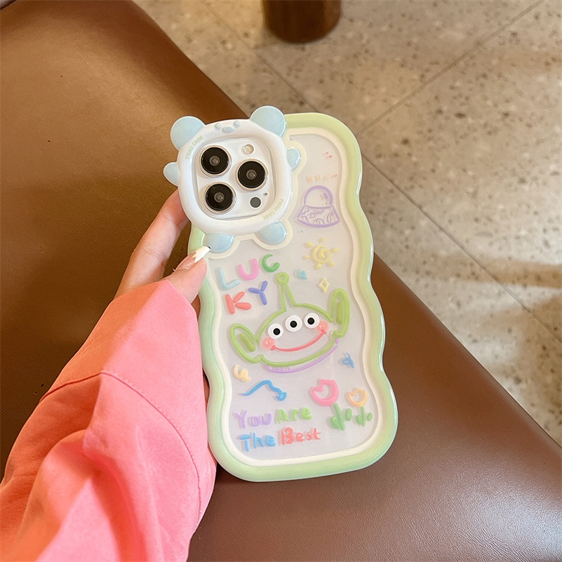 Case Pelindung Lensa Motif Tiga Mata Monster Kecil Tahan Banting Untuk iPhone 14 13 12 11 Pro Max X Xr Xs Max 7 8 6 6s Plus SE 2020