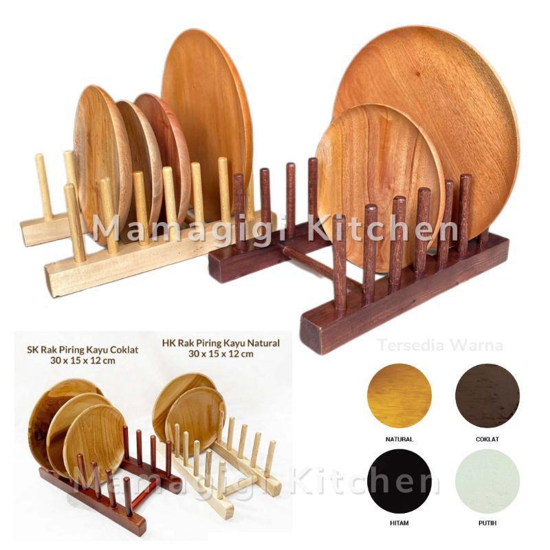 Rak Piring Kayu / Rak Multifungsi Sekat Piring  / Rak Kayu Serbaguna / Rak Gelas / Rak Mangkuk / Tem