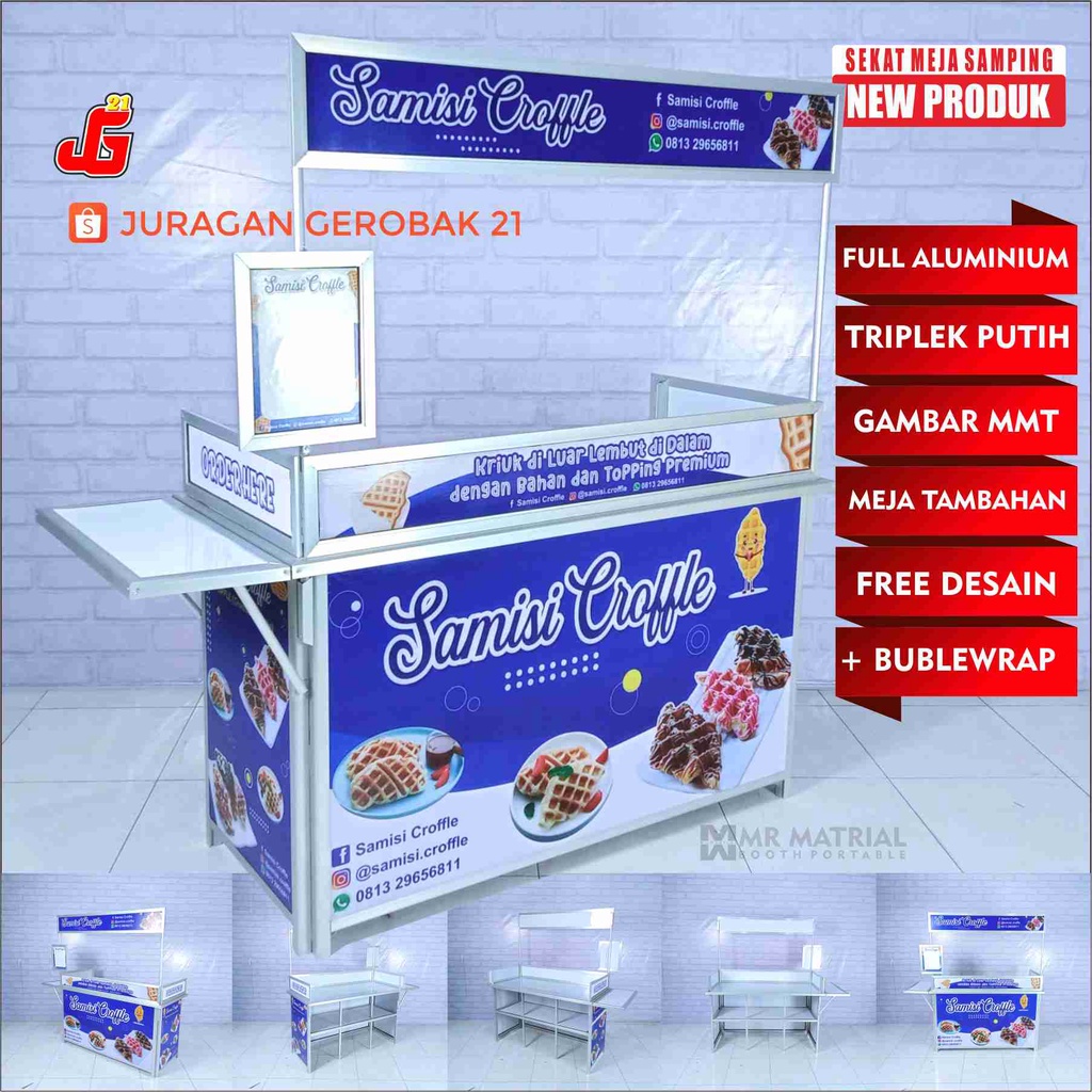 TERLARIS Booth portable Jumbo Sekat Meja Samping Gerobak Lipat Meja Usaha / Dagang Portable