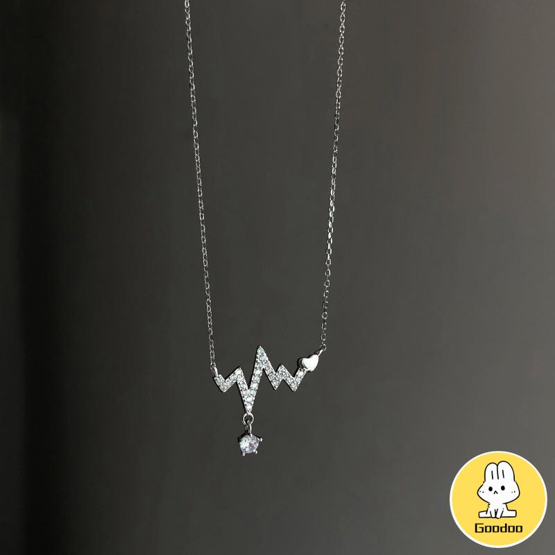 Kalung Korea Detak Jantung Wanita Niche Kepribadian Tren Elektrokardiogram Tulang Selangka Kalung Rantai -Doo -Doo