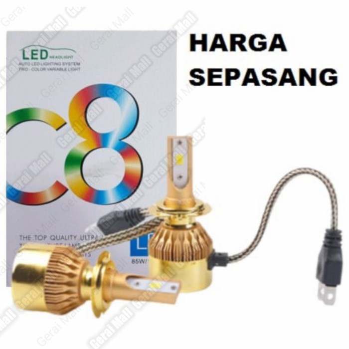 LED C8 Gold Lampu Utama Mobil H1 H3 H7 H11 38 Watt 12 24 volt