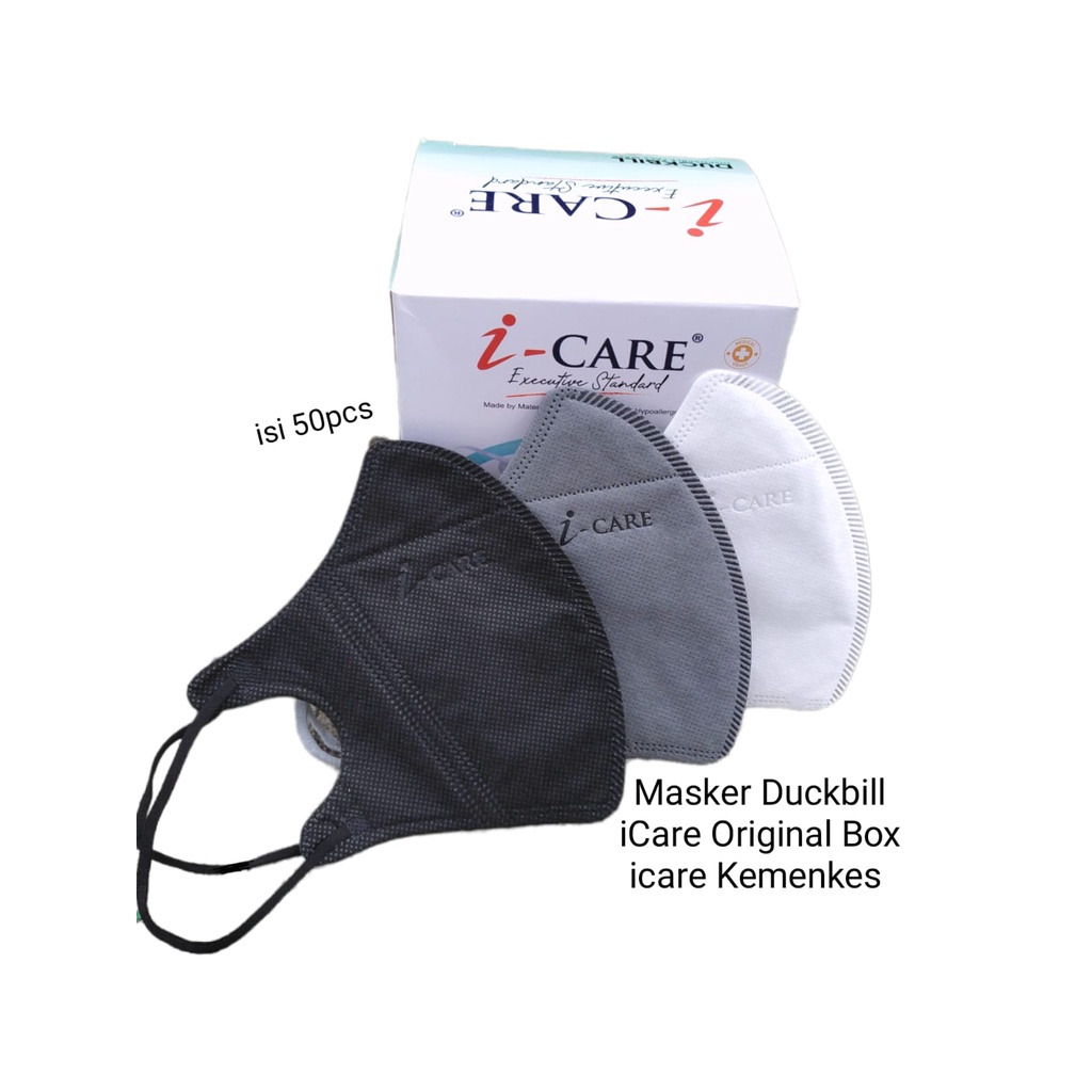 Masker Duckbill Embos Logo iCare 4Ply isi 50pc Premium Quality