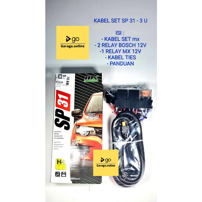 KABEL SET HEADLAMP MX SP 31 RELAY 2 RILEI 3 UNTUK LAMPU UTAMA H4 MOBIL UNIVERSAL 12 VOLT ORI