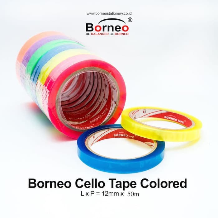 

ISOLASI KECIL / CELLO TAPE BORNEO COLORED 12MMX50MM / PCS