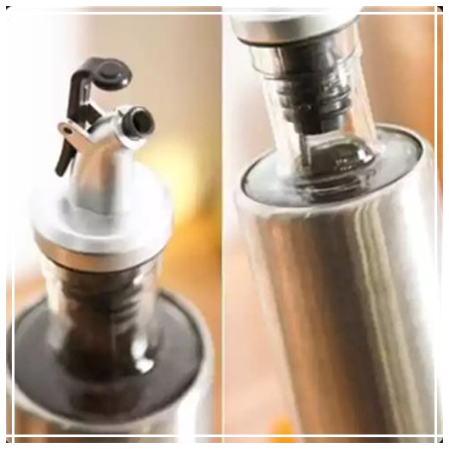 Botol Minyak Kecap Botol Kaca Bening STAINLESS Pourer 300 ml Oil Dispenser