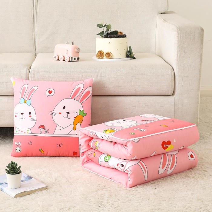 Selimut Dewasa Balmut2 Selimut motif bisa dilipat jadi bantal/Balmut travelling - PinkRabbit_E(N1F9)