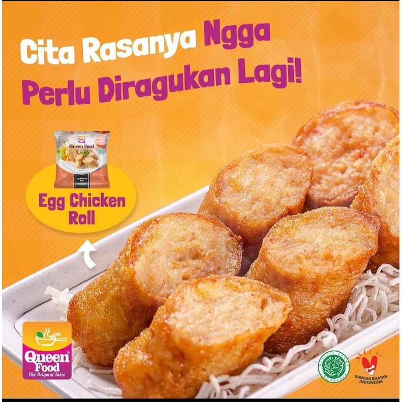 

Queen Food Egg Chicken Roll 16s 350gr / daging ayam & udang olahan bento