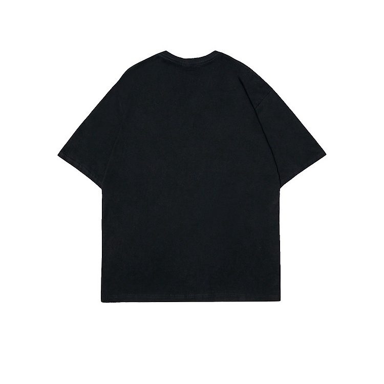 kaos atasan wanita oversize cartoon doodle T-shirt lengan pendek korean style kekinian printing baju wanita kaos Hitam