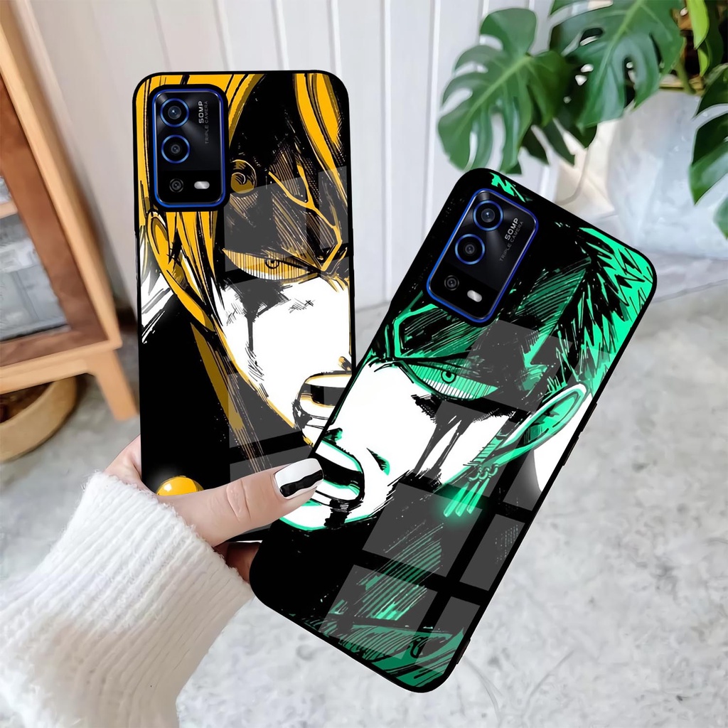 Case Kilau Oppo A74 | A95 | Casing Hp Glossy | Pelindung Smartphone | Motif Anime One Piece Face