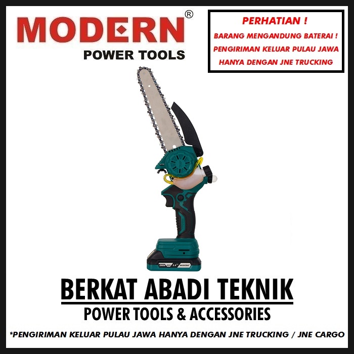 New MODERN M-58 Mesin Cordless Mini Chainsaw 20V 8 Inch Gergaji Rantai Potong Kayu Chain Saw Gerinda