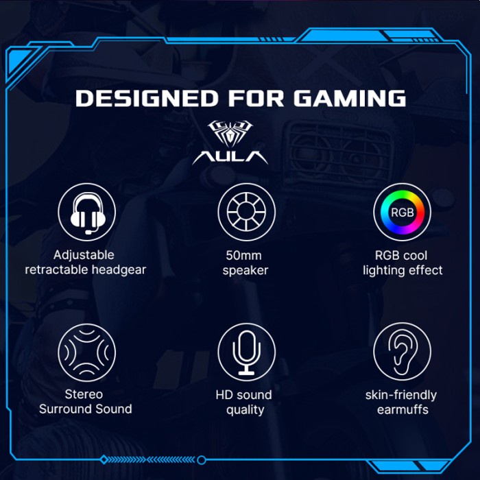 Headset Gaming AULA S501 USB – Streamer Light RGB Running – Headset