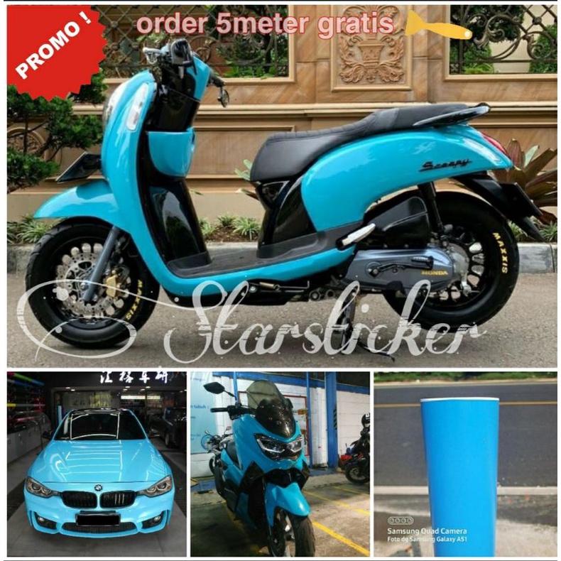 Skotlet warna biru muda glosy/doff Stiker skotlet warna biru muda glosy stiker motor mobil warna bir