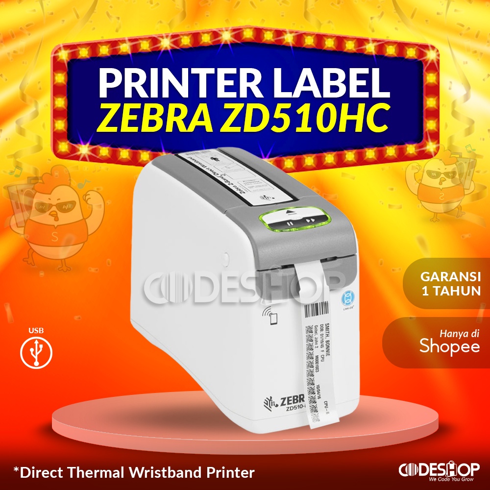 Printer Thermal Zebra ZD510HC Cetak Label Gelang Pasien Wristband 300 Dpi