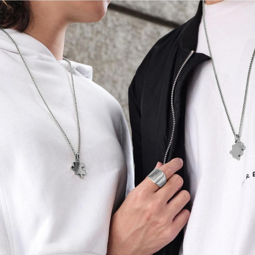 Augustina Couple Kalung Halus Unisex Kerah Pria Baja Titanium Hip Hop Pecinta Perhiasan