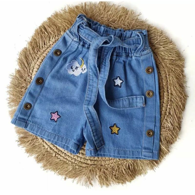 (COD) Hotpants Motif Bintang , Celana Jeans Pendek Anak Perempuan , Denim hotpant Cewek karakter