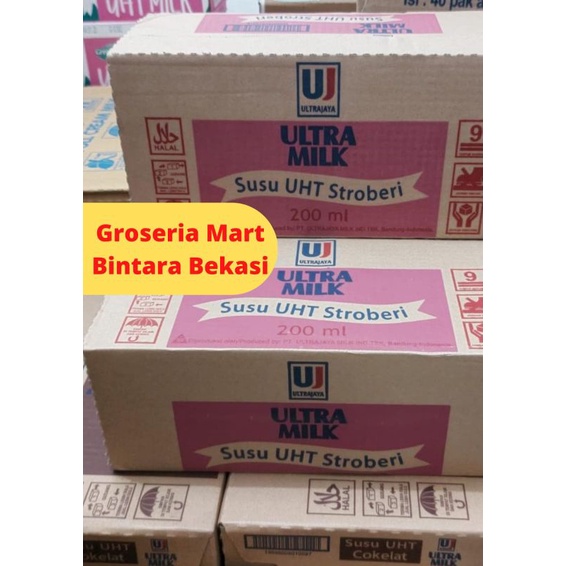 

*Bintara* Susu Ultra Milk UHT STROBERI 200ml x 24 |1 Dus Karton Bekasi