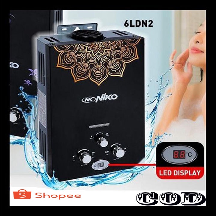 PROMO TERMURAH NIKO 6LDN Gas Water Heater 6 Liter Led Display Bonus Shower NK 6LDN BERGARANSI RESMI 1 TAHUN MANTAP