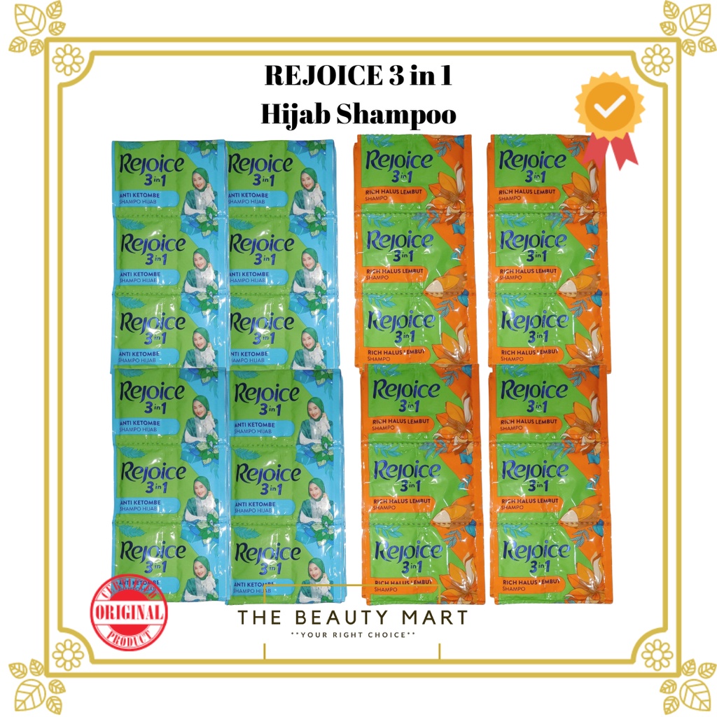 P&amp;G Rejoice 3 in 1 Shampoo Hijab Shampoo Sachet 5x2 ml Anti Ketombe, Rich Halus Lembut