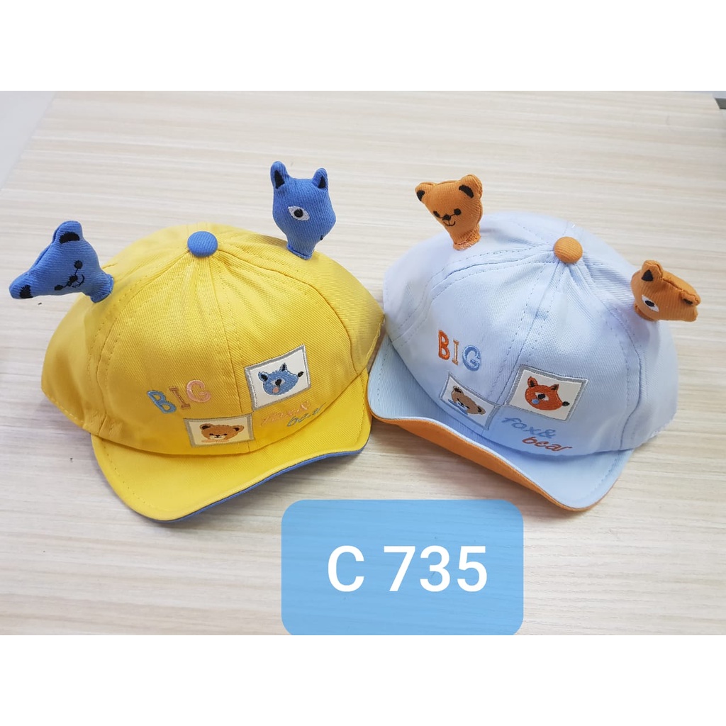 Topi Pet Baby Big Fox &amp; Bear Tanduk - Topi Anak Tanduk (TP-PBFB) (MOTIF RANDOM)