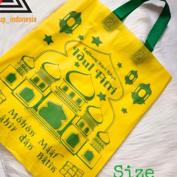 

TAS KAIN LEBARAN / GOODIE BAG IDUL FITRI SIZE 38 X 45 1 SISI PER LUSIN - Hijau