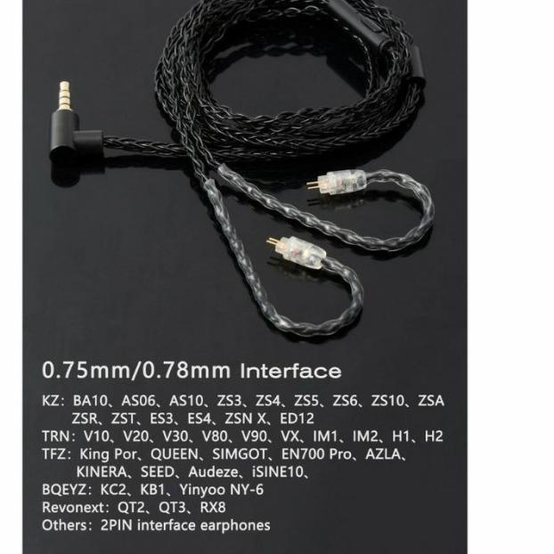 JCALLY JC08S With Mic KABEL UPGRADE for KZ ZSN Pro X KZ DQ6 KZ EDX Pro - Pin B /Dual Pin, No Promo