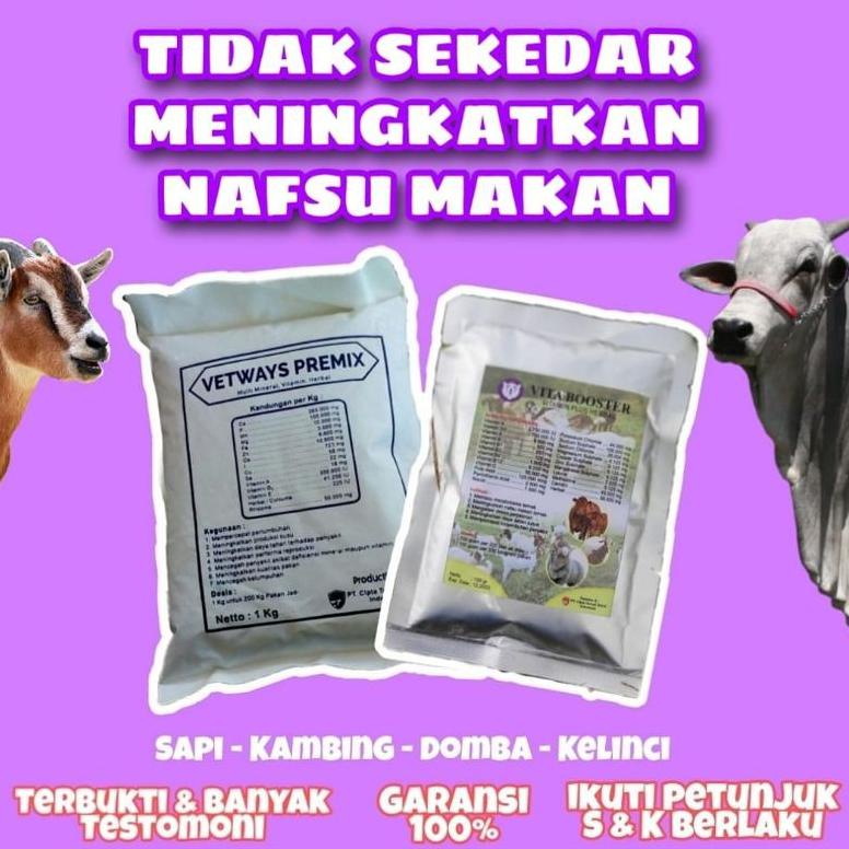 

[KODE ERT9J] Vetways Premix + Vitabooster Paket vitamin penggemuk sapi kambing domba