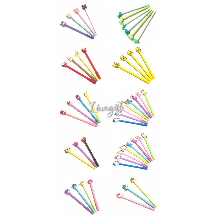 

( Ecer 1 Pc ) PEN GEL MOTIF - UNIC0RN / BABY SHARK / THE INCREDIBLES / SPONGEBOB / KERANG / MCD