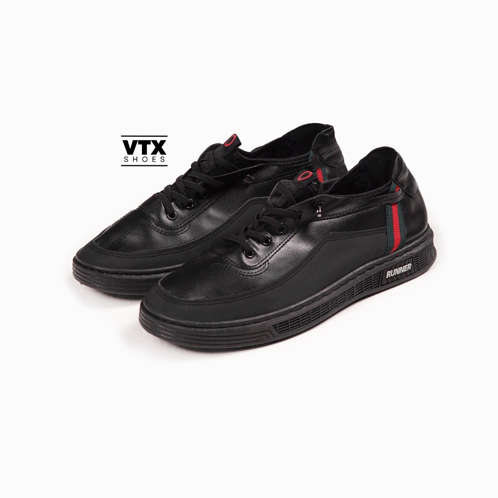 Clearance SALE - VTXShoes - Sneakers Sepatu Kasual Pria Men Casual Sport  Black White GD-12 Cuci Gud