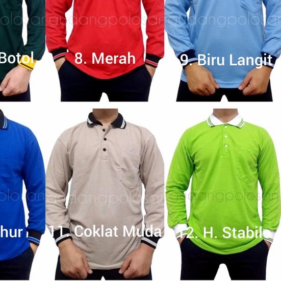 GP KAOS POLO - ORANGE KERAH HITAM - LENGAN PANJANG - Orange, M