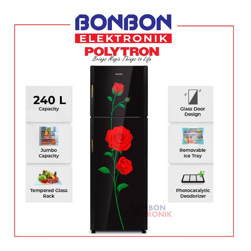 POLYTRON Kulkas 2 Pintu 240 liter PRM 28DRX / PRM-28DRX 240L