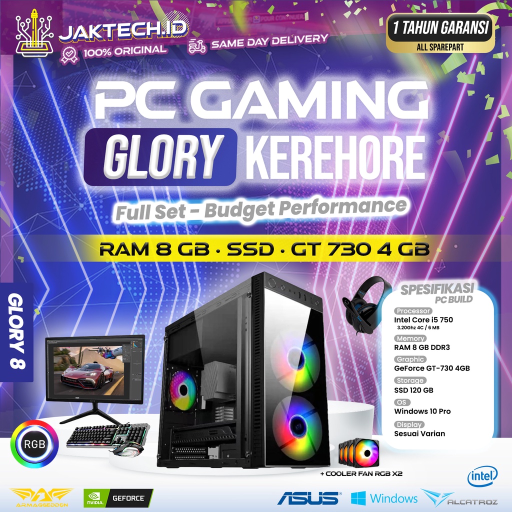 PC Gaming Kerehore Fullset / Core i5 / 8 GB / SSD / GT730 4 GB RGB