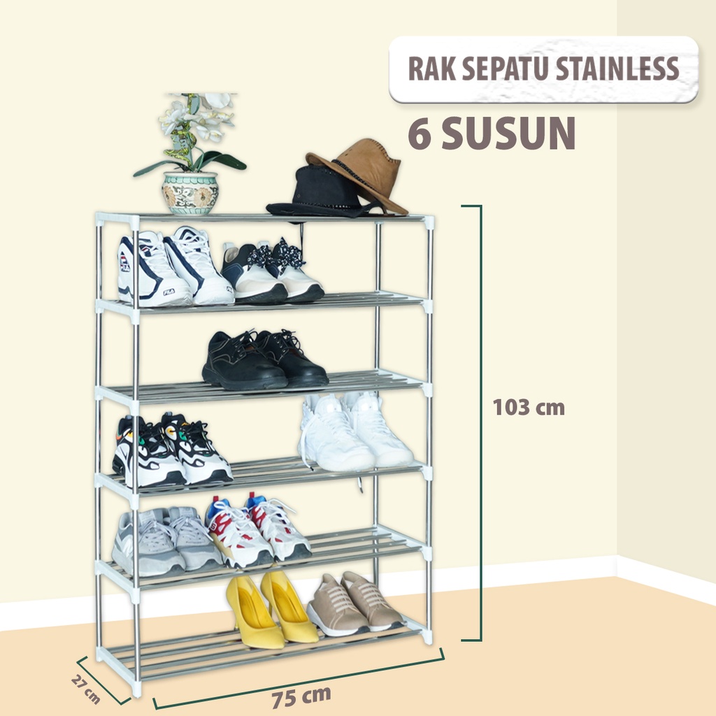 Jual Rak Sepatu Sandal Susun Stainless Besar Portable Shopee Indonesia