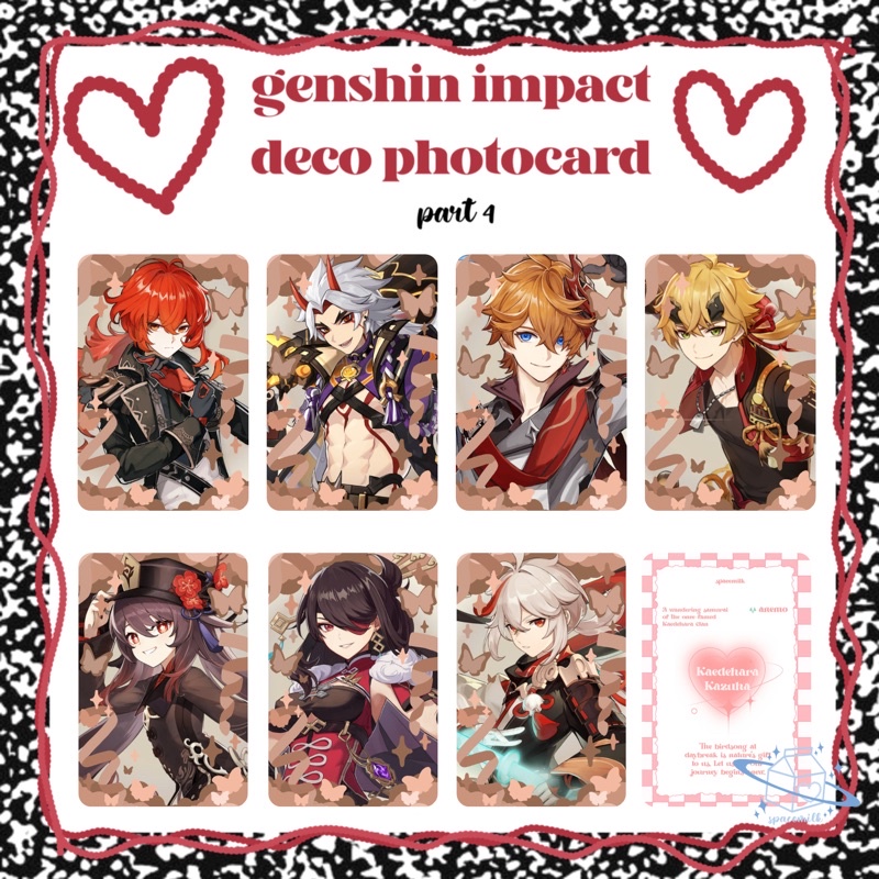 [read desc] Genshin Impact Deco Photocard - part 4 (beidou, kazuha, diluc, hu tao, itto, childe, tar